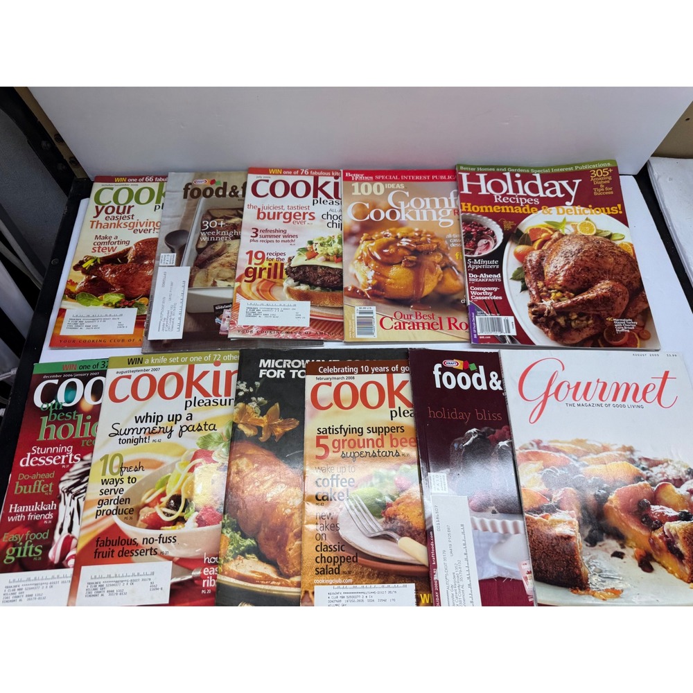 Vintage Cooking Magazine Lot 11 Cooking Pleasures Food & Wine Gourmet 2005-2008